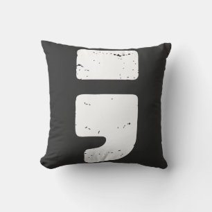 Cojín Decorativo Símbolo de puntuación negro angustiado punto y com
