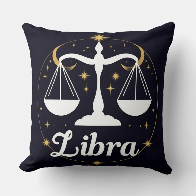 Cojín Decorativo Símbolo de Rótulo libra zodiaco con estrellas y es (Anverso)