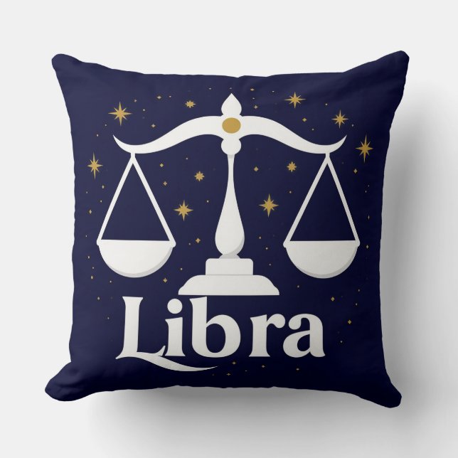 Cojín Decorativo Símbolo de Rótulo libra zodiaco con estrellas y es (Anverso)