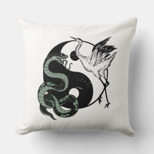 Cojín Decorativo Símbolo de serpiente y grúa de Yin yang