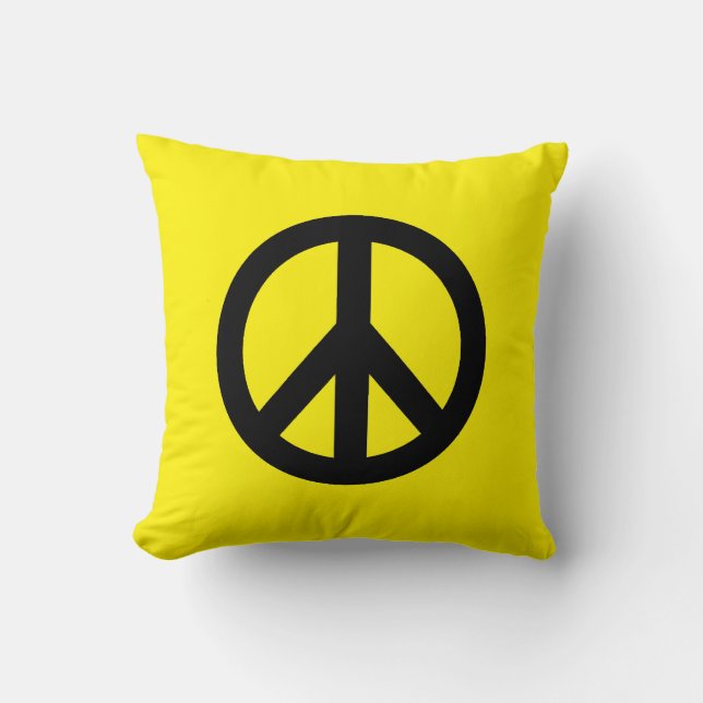 Cojín Decorativo Símbolo de signo de paz amarillo (Anverso)