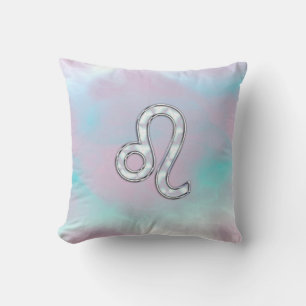 Cojín Decorativo Símbolo de Zodiac Leo en Pastels Nacre Style Impr