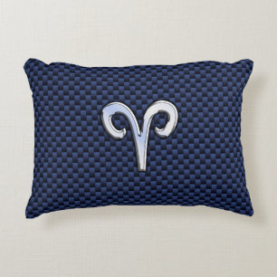 Cojín Decorativo Símbolo del Zodiaco Aries en Estilo de Fibra de Ca