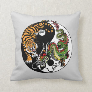 Cojín Decorativo símbolo dragón y tigre yin yang