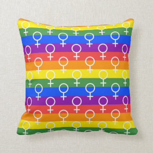 Cojín Decorativo Símbolo femenino patrón arco iris