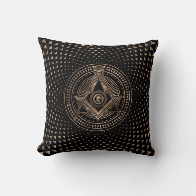 Cojín Decorativo Símbolo freemasonico cuadrado y brújulas (Anverso)