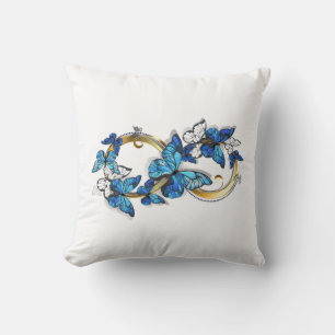 Cojín Decorativo Símbolo infinito de mariposas Morpho azules