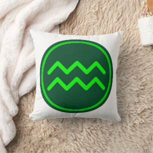 Cojín Decorativo Símbolo Zodiacal de Acuario con Contraste Verde
