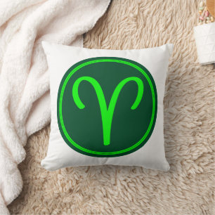 Cojín Decorativo Símbolo Zodiacal de Aries con Contraste Verde