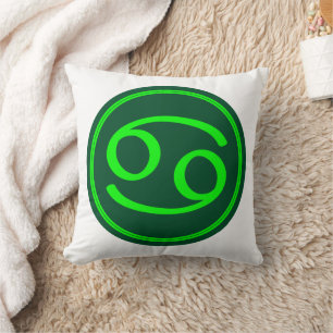 Cojín Decorativo Símbolo Zodiacal de Cáncer Contraste Verde