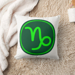Cojín Decorativo Símbolo Zodiacal de Capricornio con Contraste Verd