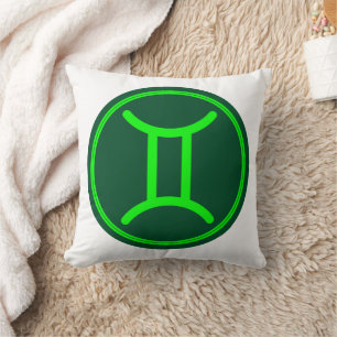 Cojín Decorativo Símbolo Zodiacal Gemini Contraste Verde