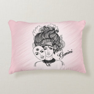 Cojín Decorativo Símbolo zodiaco génito y respaldo rosado sólido Ró