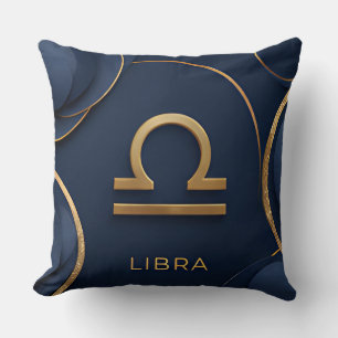 Cojín Decorativo Símbolo Zodiaco Libra Lujo Oro Celestial Astrologí