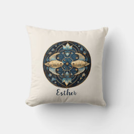 Cojín Decorativo Símbolo zodiaco pez Fantasía cósmica Piscis