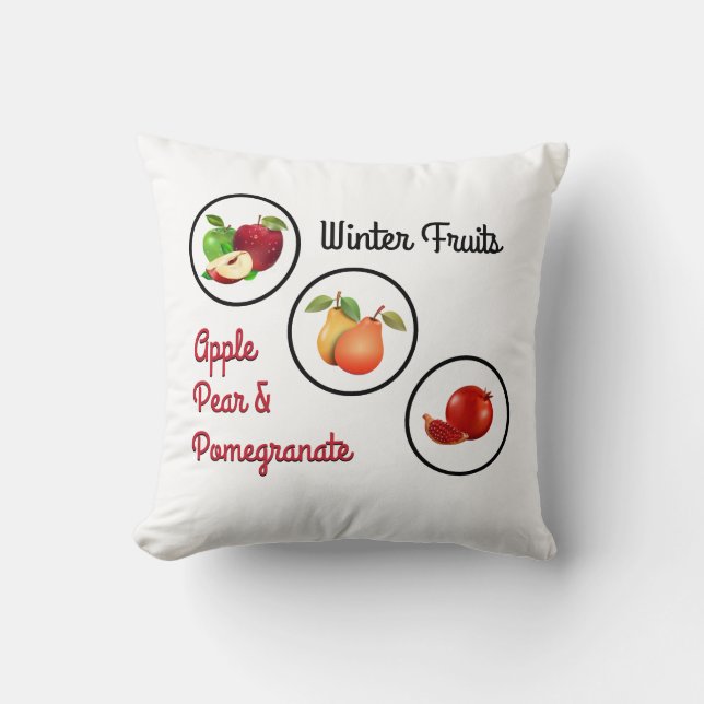 Cojín Decorativo Símbolos Apple, Pear y Pomegranate (Anverso)