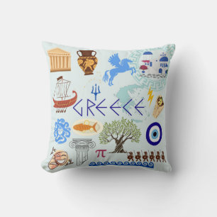 Cojín Decorativo Símbolos de Grecia Amantes de Viajes