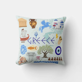 Cojín Decorativo Símbolos de Grecia para los amantes de los viajes