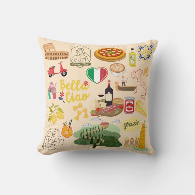 Cojín Decorativo Símbolos de Italia (Anverso)