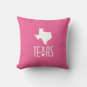 Cojín Decorativo Símbolos de Texas, blanco de Texas, de fondo rosad
