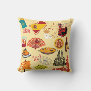 Cojín Decorativo Símbolos Españoles Viajeros Amantes