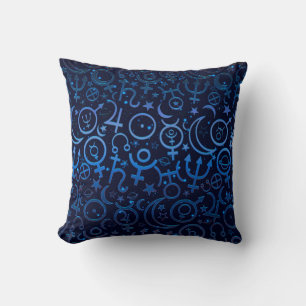 Cojín Decorativo Símbolos Planetarios Azules Universo Místico Plane