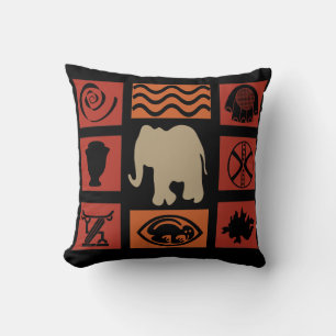 Cojín Decorativo Símbolos tribales africanos abstractos arte elefan
