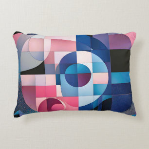 Cojín Decorativo Simetría celeste: formas geométricas, azul y rosa