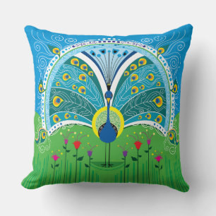 Cojín Decorativo Simetría de pavo real encantador