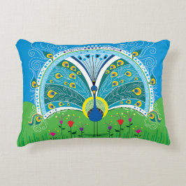 Cojín Decorativo Simetría de pavo real encantador