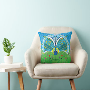 Cojín Decorativo Simetría de Pavo Real Encantadora