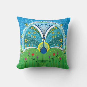 Cojín Decorativo Simetría de Pavo Real Encantadora