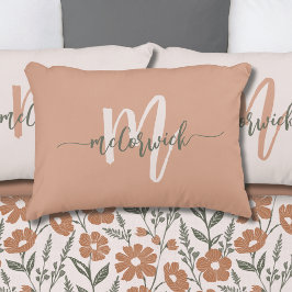 Cojín Decorativo Simple Family Monogram Name Terracotta