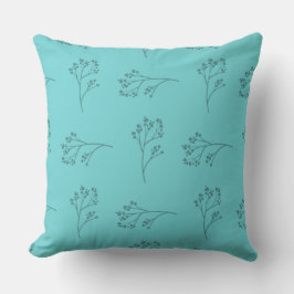 Cojín Decorativo Simple Floral Azul Turquesa Bonito