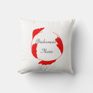 Cojín Decorativo simple floral minimalista rojo hoja nombre dama de