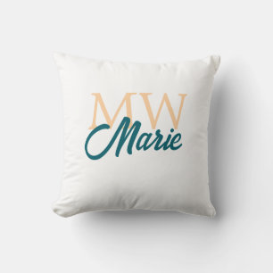 Cojín Decorativo simple minimal agregar nombre monograma naranja az