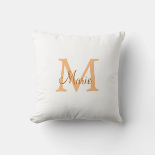 Cojín Decorativo simple minimal agregar nombre monograma naranja ma
