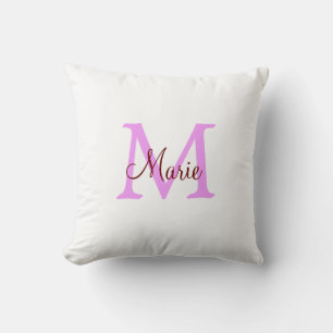Cojín Decorativo simple minimal añadir nombre monograma rosa rojo