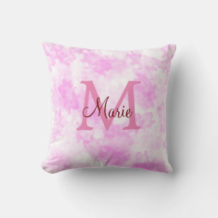 Cojín Decorativo simple minimal añadir nombre monograma rosa rojo t