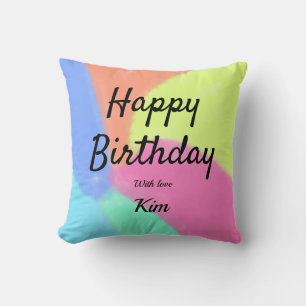 Cojín Decorativo simple minimal caligrafía feliz cumpleaños persona