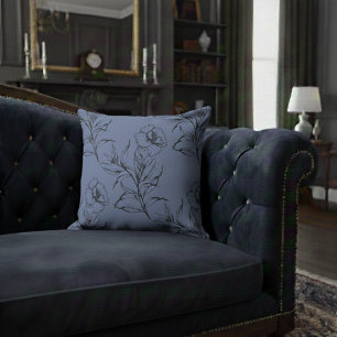 Cojín Decorativo Simple Moderno Patrón Floral Boho Azul Bebé