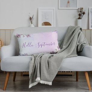 Cojín Decorativo Simple Moderno Purpura Bienvenido Mes Septiembre