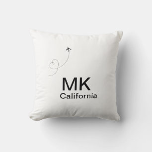 Cojín Decorativo Simple monograma mínimo añadir texto viajar avión