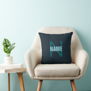 Cojín Decorativo Simple Monograma Personalizado en Negrita Nombre
