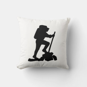 Cojín Decorativo simple montañismo hombre negro silueta