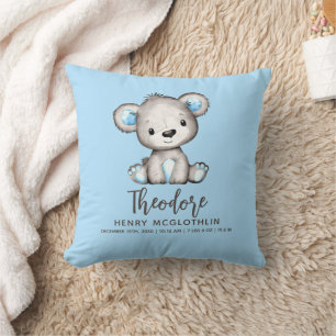 Cojín Decorativo Simple Osito Azul Bebé Niño