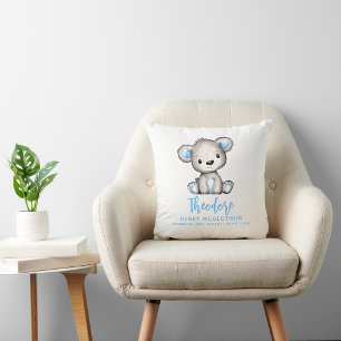 Cojín Decorativo Simple Osito Azul Bebé Niño