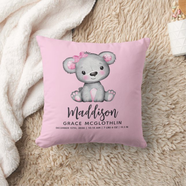 Cojín Decorativo Simple oso rosa bebé niña (Manta)