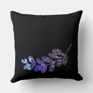 Cojín Decorativo simple personalizado azul morado negro hojas añade