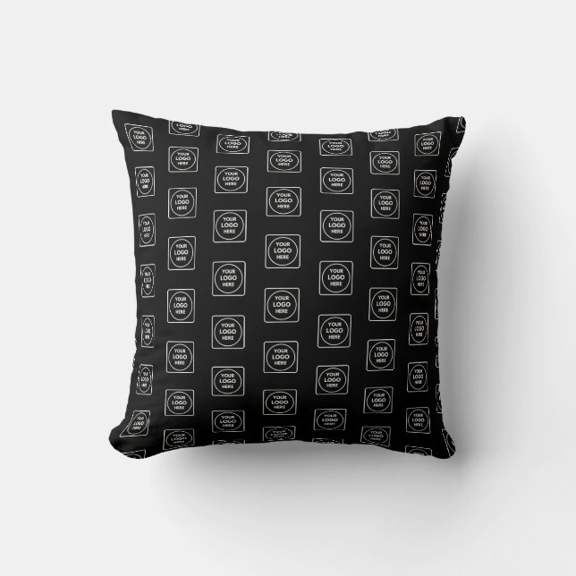 Cojín Decorativo Simple Repeating Logo Black Branding Throw Pillow (Anverso)